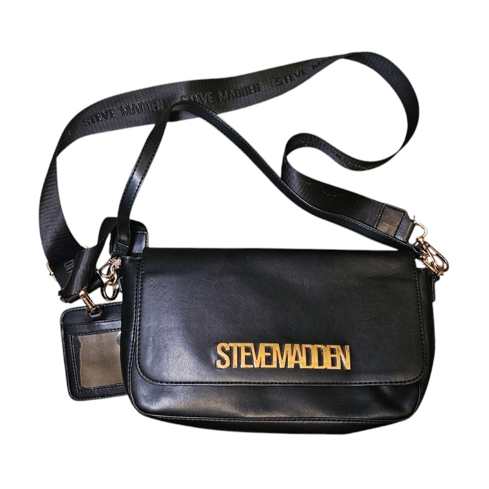 Steve Madden Black Crossbody Bag with Cartholder Black
